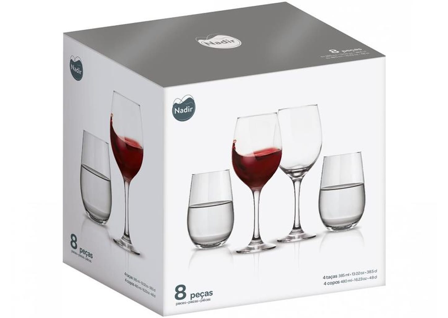 Jogo de Taças de Vidro 8 Peças Nadir Barone