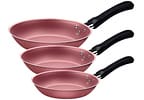Conjunto de Frigideiras Antiaderente Tramontina de Alumínio Caribe Rosa 3 Peças
