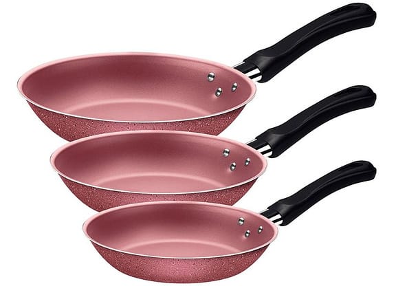 Conjunto de Frigideiras Antiaderente Tramontina de Alumínio Caribe Rosa 3 Peças