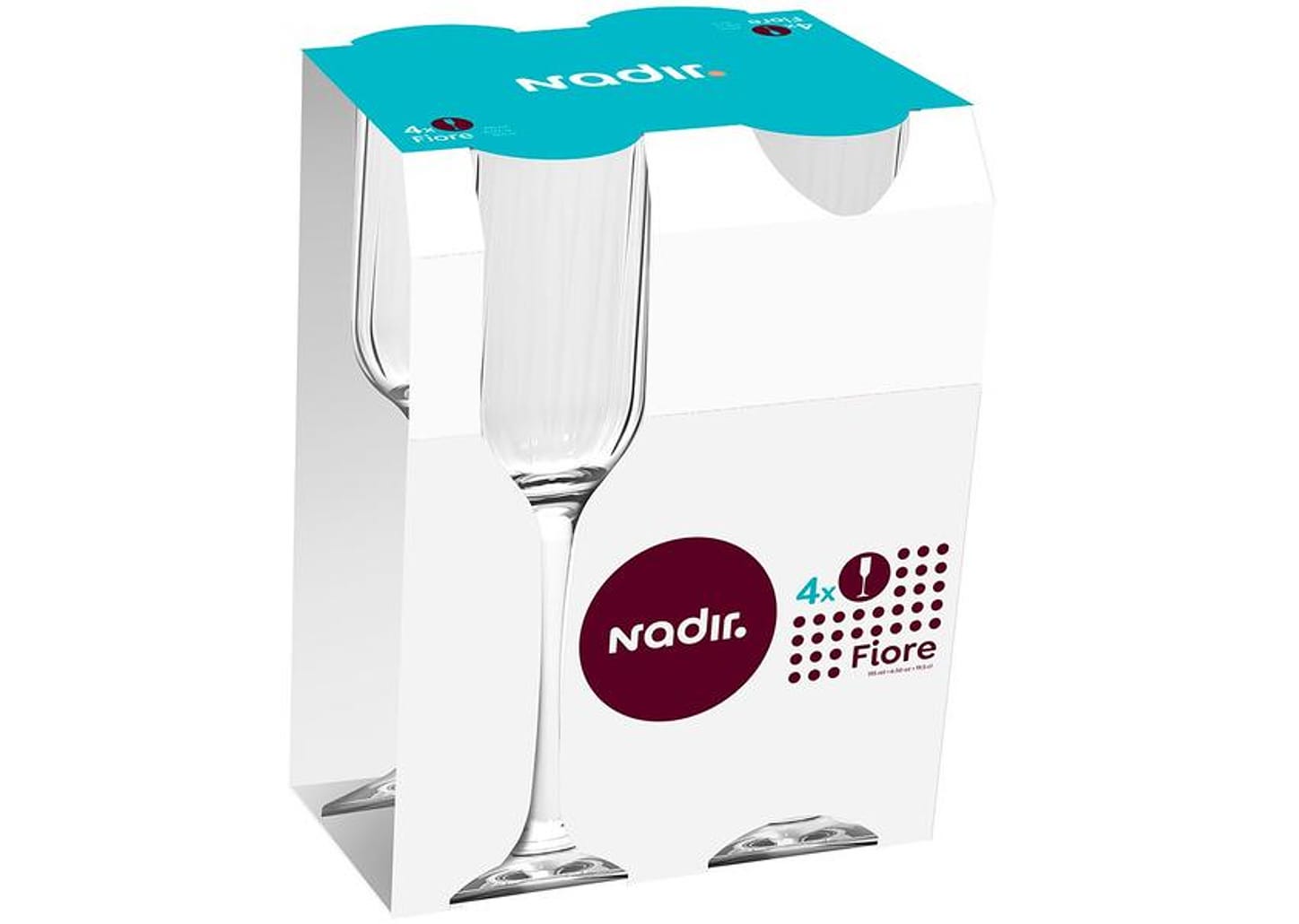 Jogo de Taças para Champagne de Vidro 195ml 4 peças Nadir Flute