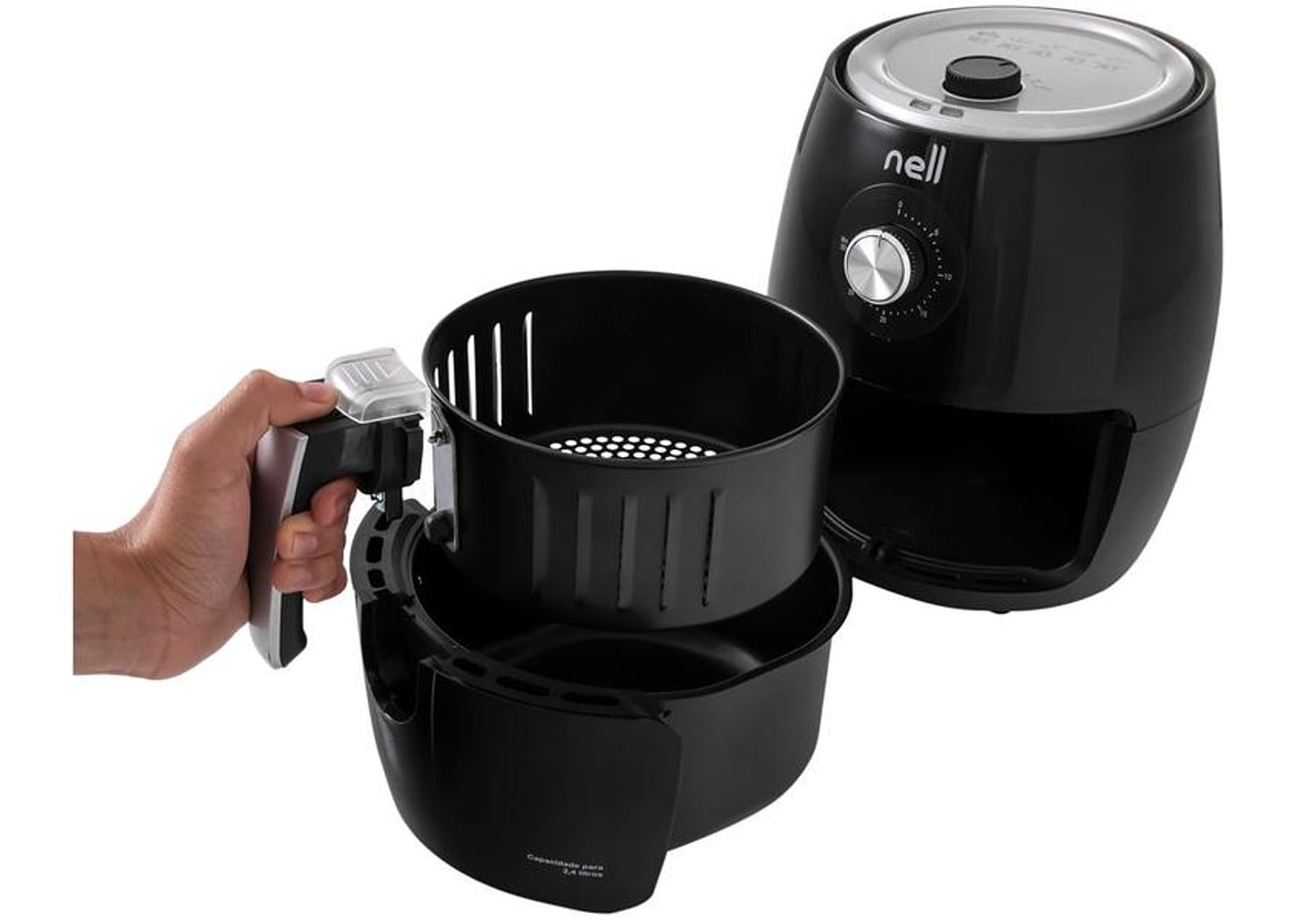 Fritadeira Elétrica sem Óleo/Air Fryer Nell Smart - Preta 2,4L com Timer