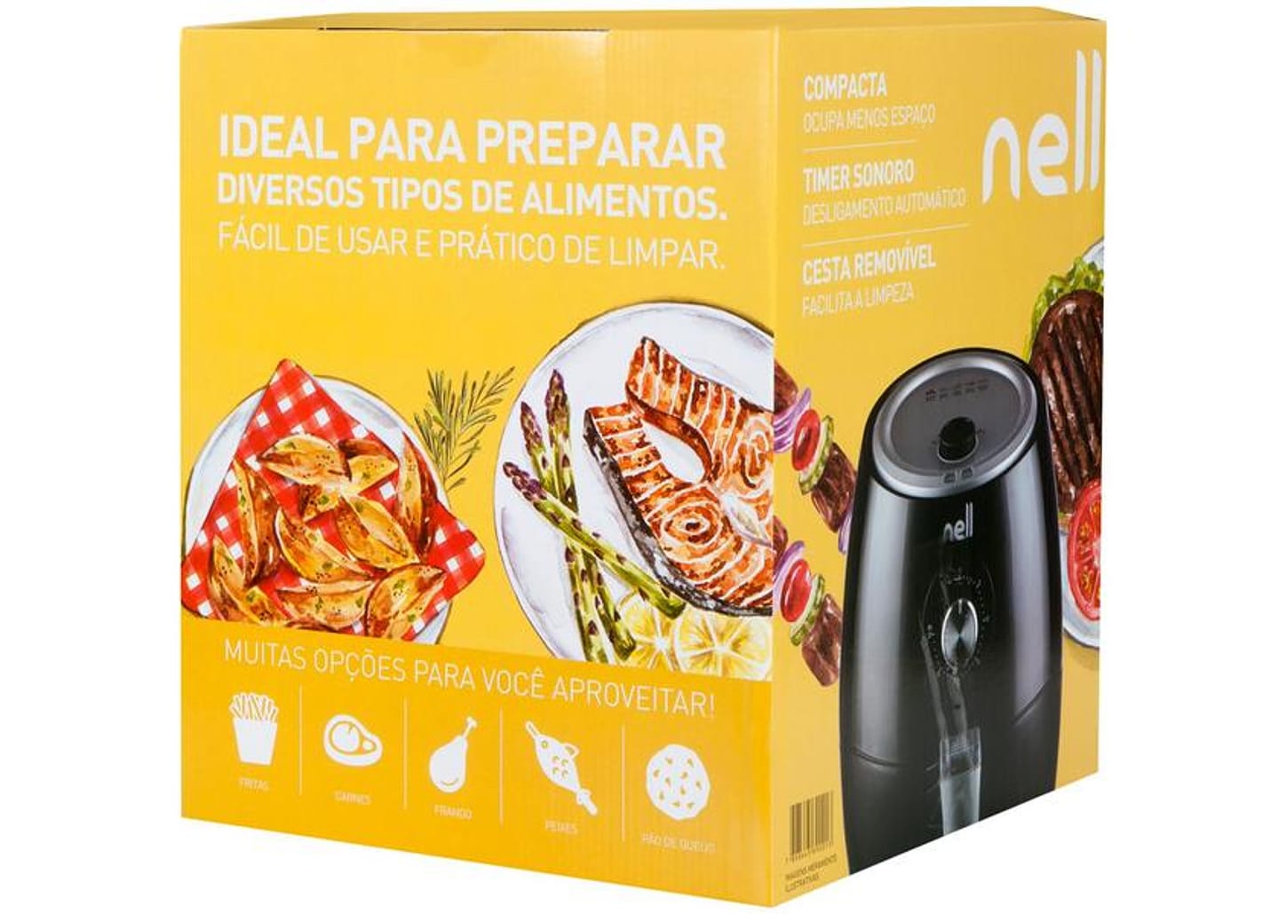 Fritadeira Elétrica sem Óleo/Air Fryer Nell Smart - Preta 2,4L com Timer