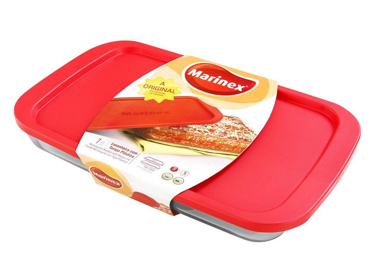 Lasanheira de Vidro Retangular com Tampa Marinex - Prática