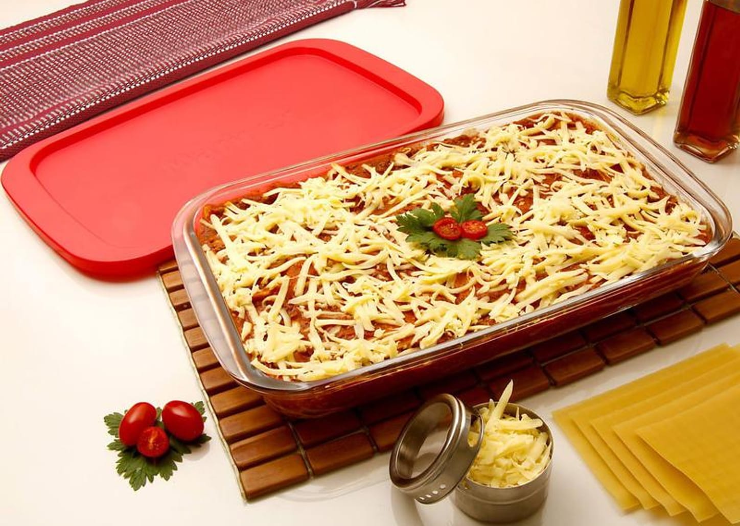 Lasanheira de Vidro Retangular com Tampa Marinex - Prática