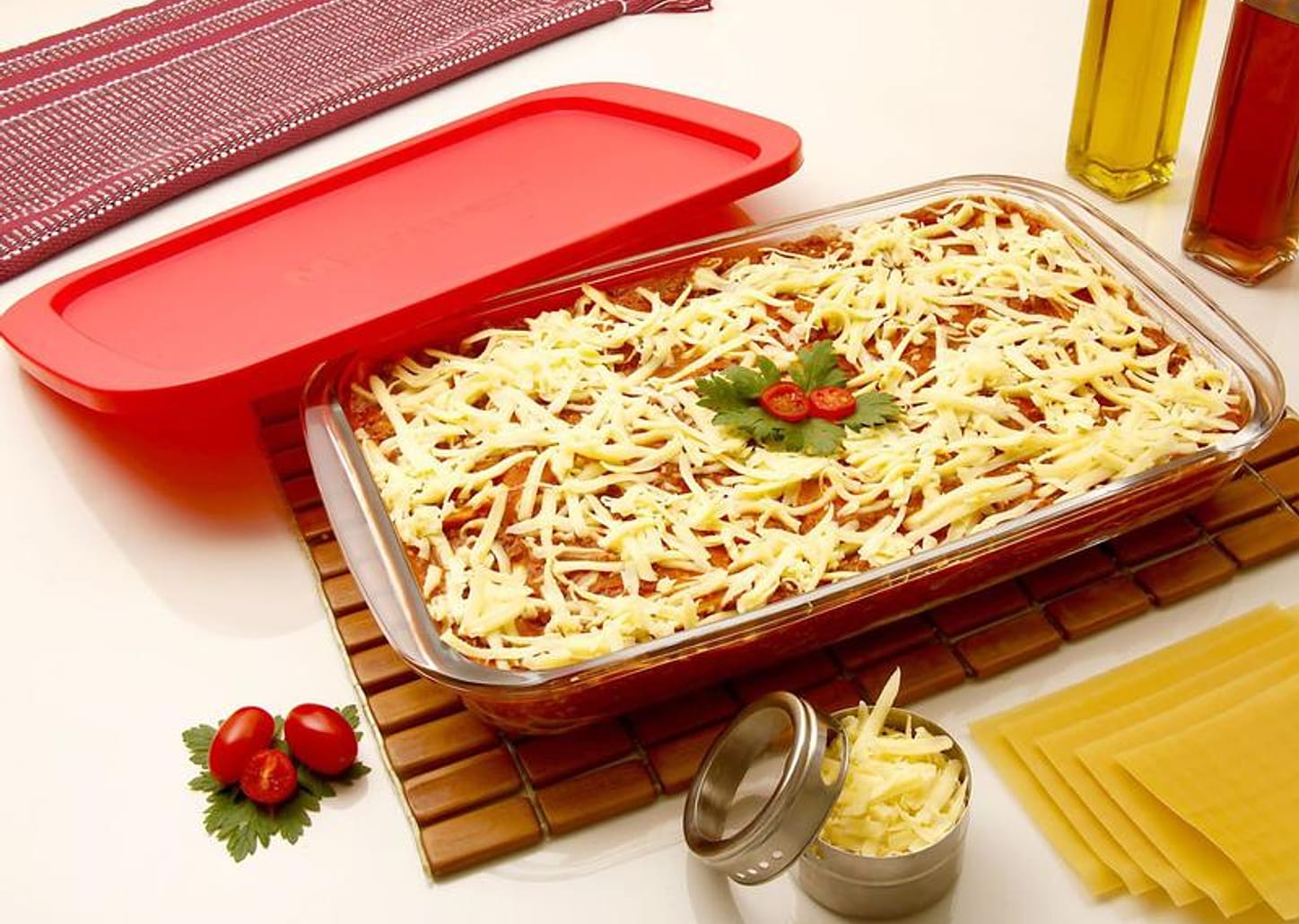 Lasanheira de Vidro Retangular com Tampa Marinex - Prática