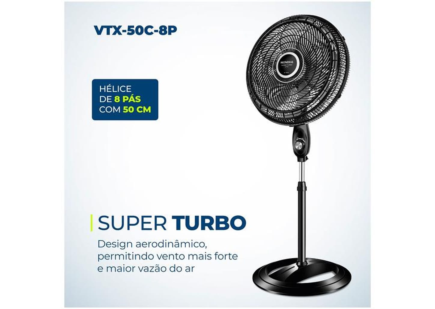 Ventilador de Coluna Mondial Super Turbo - VTX-50C-8P 50cm 3 Velocidades