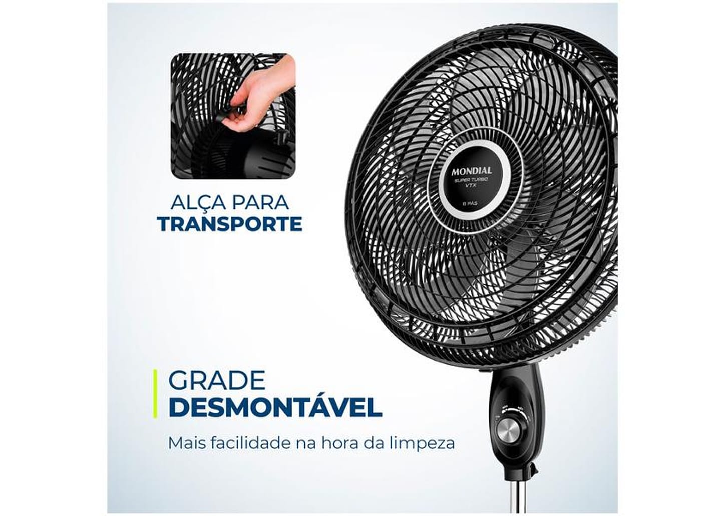 Ventilador de Coluna Mondial Super Turbo - VTX-50C-8P 50cm 3 Velocidades