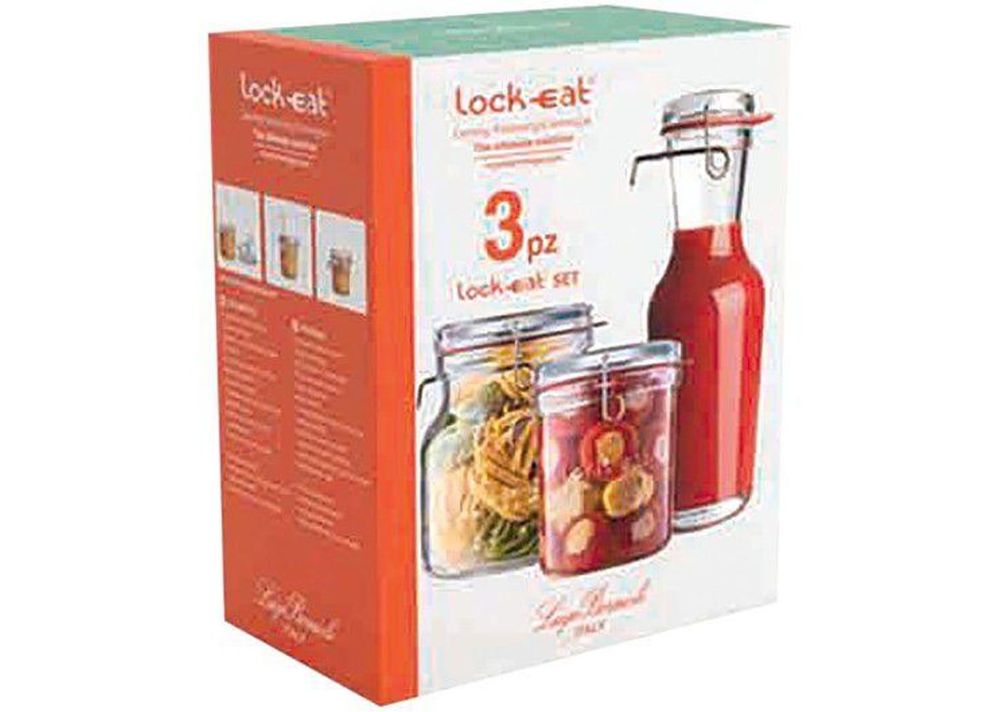 Jogo de Potes de Vidro Luigi Bormioli com Tampa - Lock Eat 3 Peças