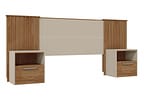 Cabeceira Solteiro/Casal/Queen com Mesinha - Caemmun Belize Buriti e Off White