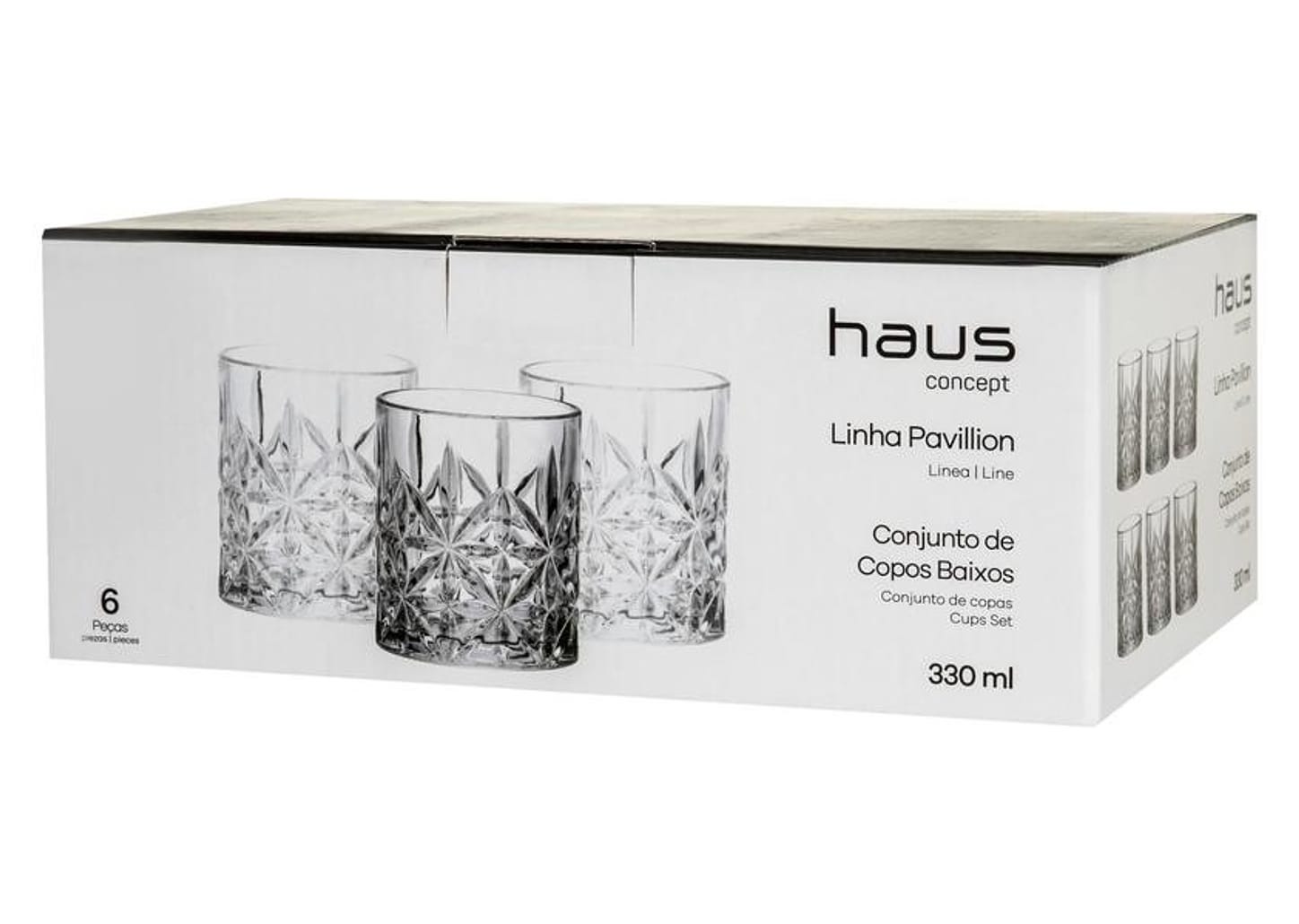 Jogo de Copos de Vidro 330ml 6 Peças Haus - Pavillion