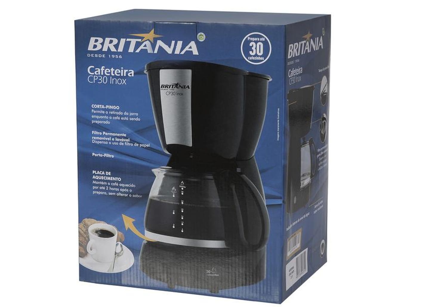 Cafeteira Elétrica Britânia CP30 Preta 30 Xícaras