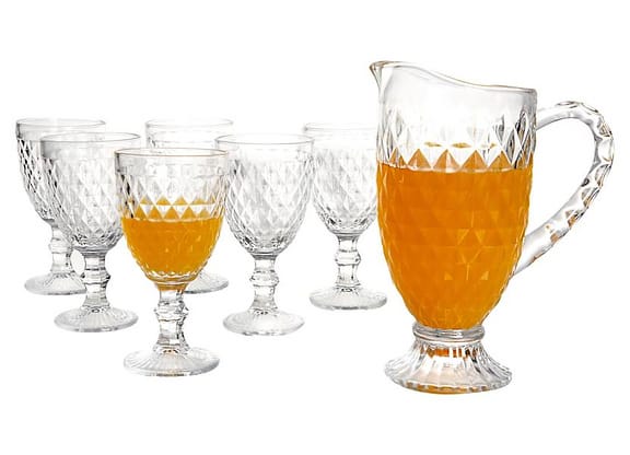 Jogo de Taças com Jarra de Vidro 7 Peças - Haus Bico de Jaca Empire