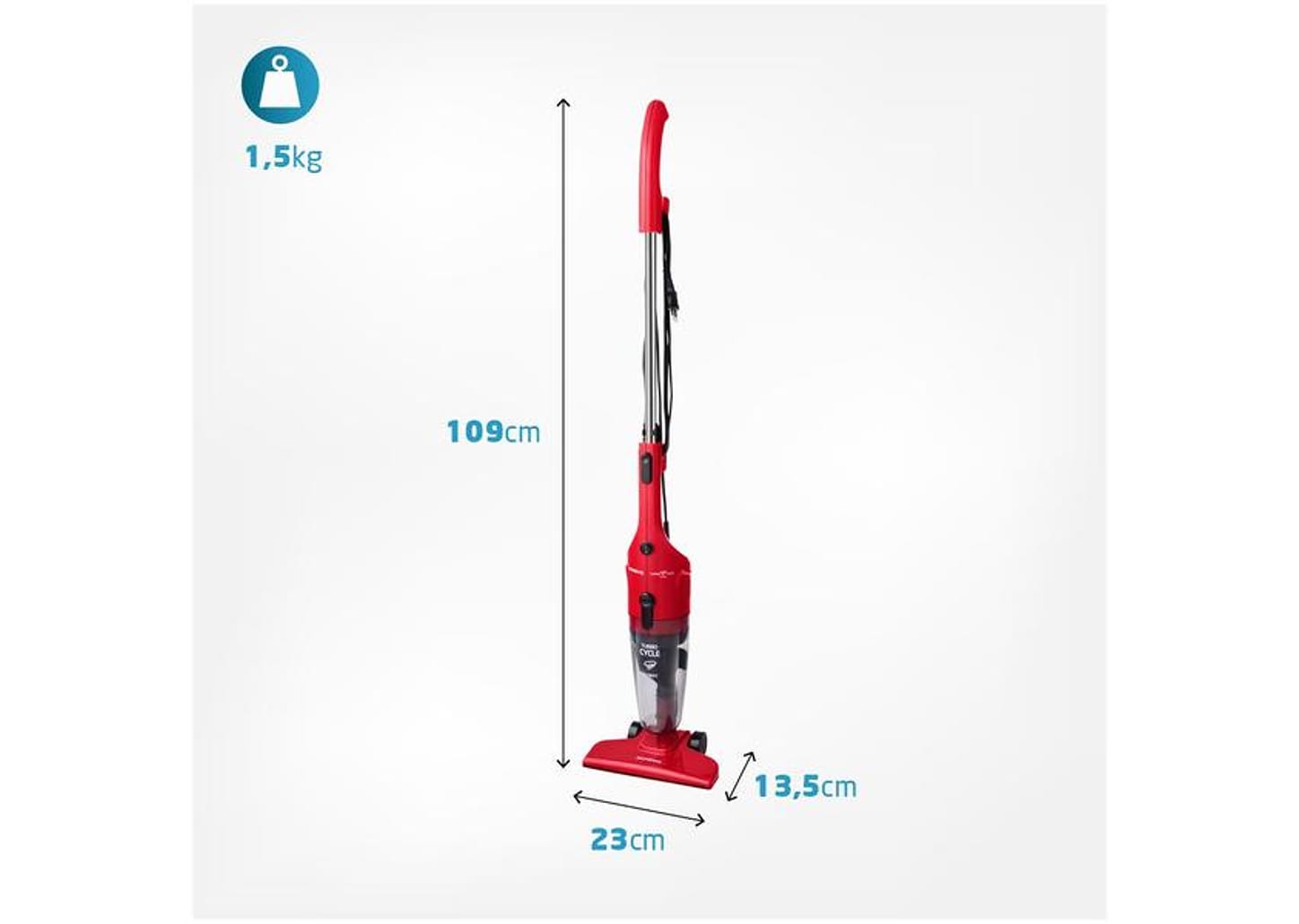 Aspirador de Pó Vertical Mondial 1100W - Turbo Cycle AP-36 Vermelho e Preto
