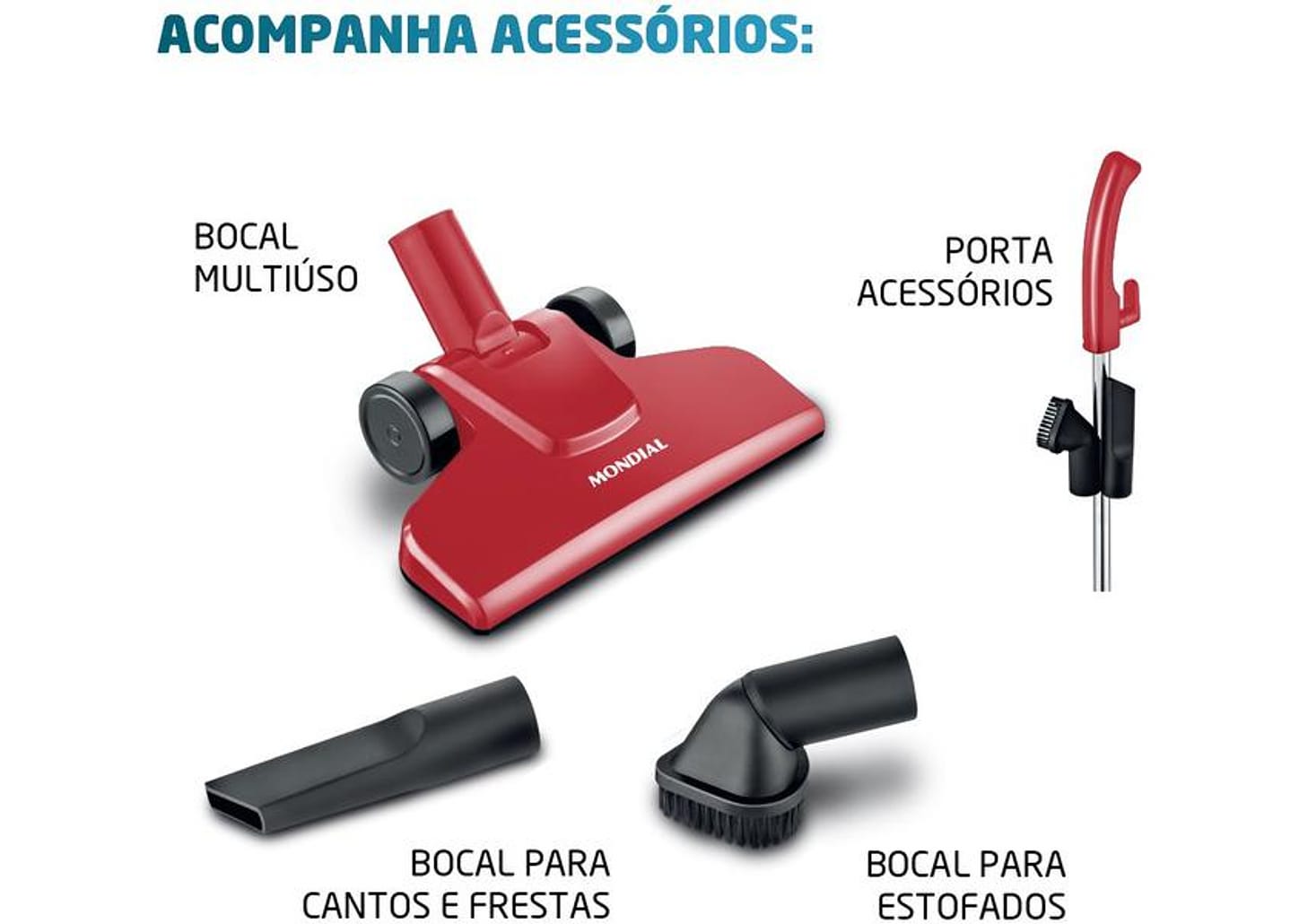 Aspirador de Pó Vertical Mondial 1100W - Turbo Cycle AP-36 Vermelho e Preto