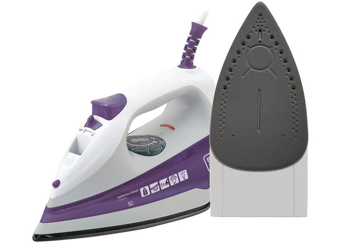 Ferro de Passar Roupa a Vapor e a Seco - Black + Decker FX1000 Branco e Roxo