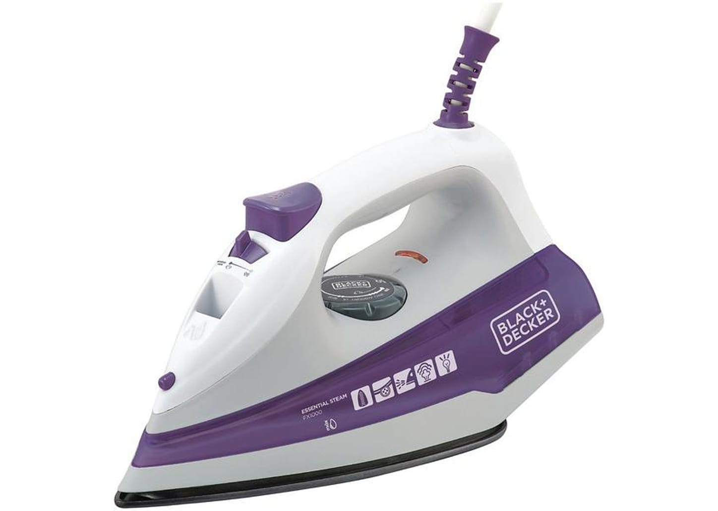 Ferro de Passar Roupa a Vapor e a Seco - Black + Decker FX1000 Branco e Roxo