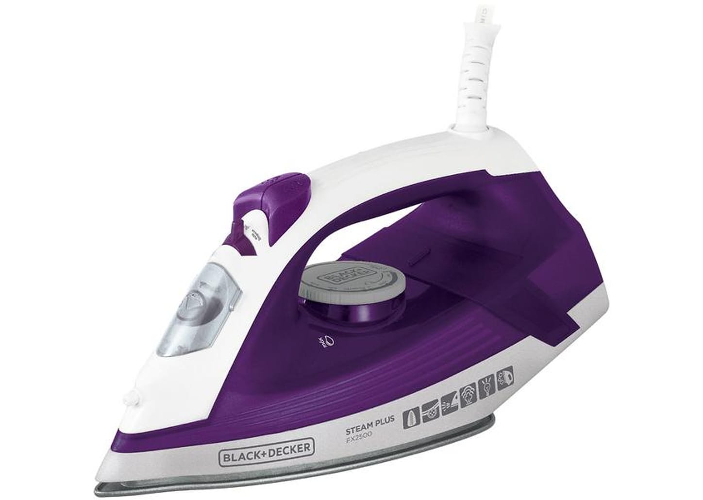 Ferro de Passar Roupa a Vapor e a Seco - Black + Decker FX2500 Branco e Roxo
