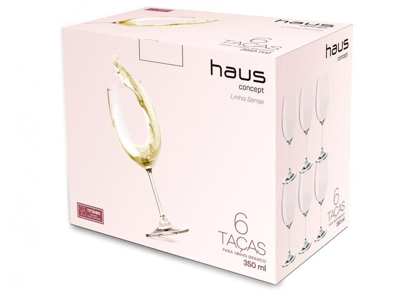 Jogo de Taças para Vinho de Cristal 350ml 6 Peças - Haus Sense Bohemia