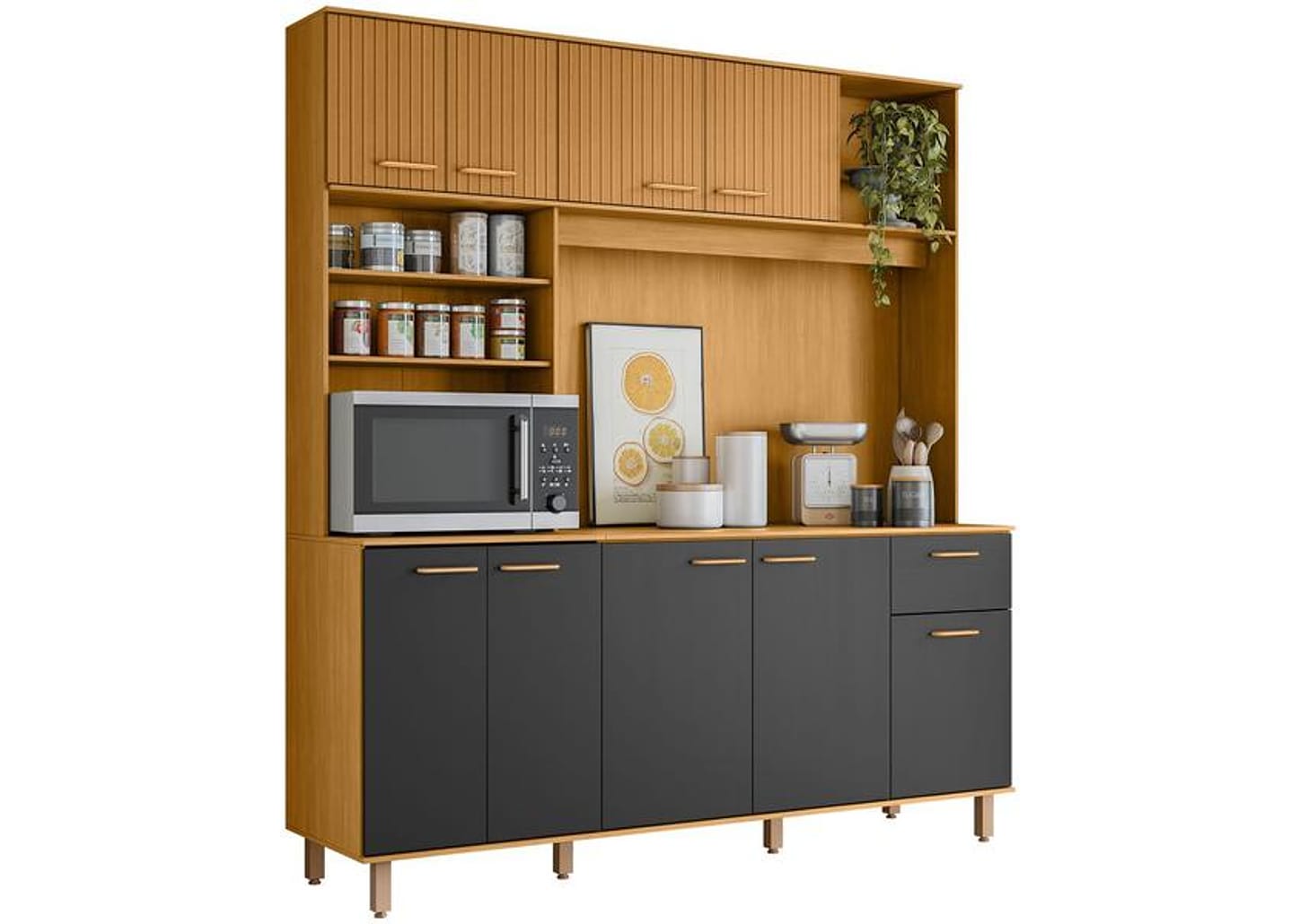 Cozinha Compacta Poliman Móveis Núria 9 Portas 1 Gaveta