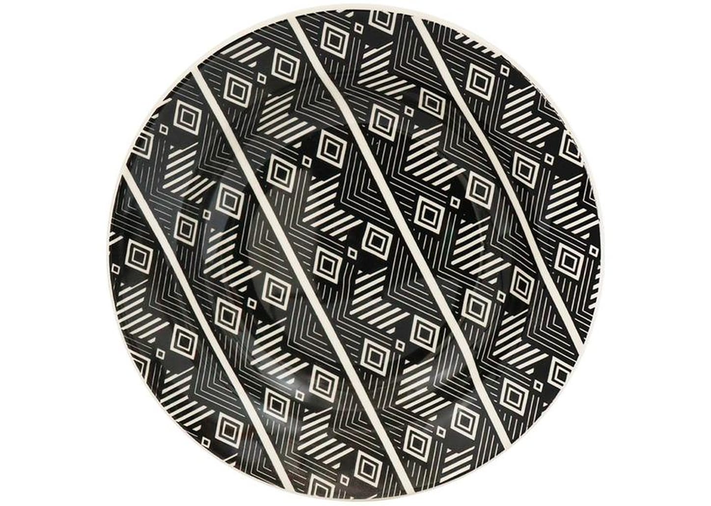 Aparelho de Jantar e Chá 20 Peças Biona de Cerâmica Bege e Preto Redondo Donna Étnico