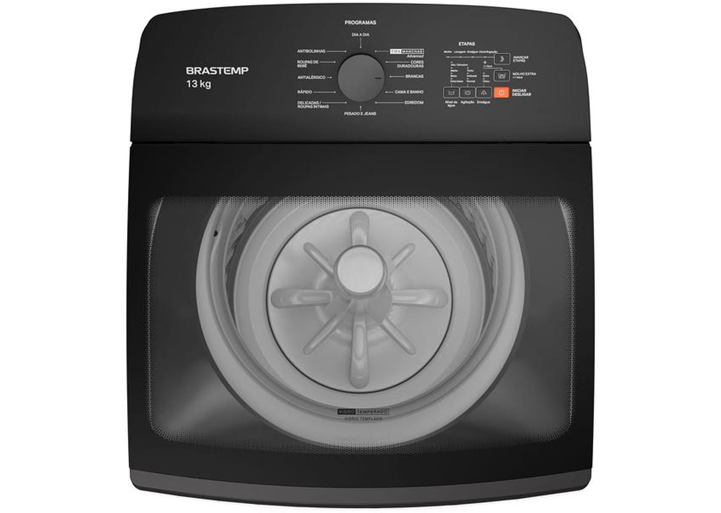 Lavadora de Roupas Brastemp 13kg Cesto Inox 12 Programas de Lavagem Platinum BWK13