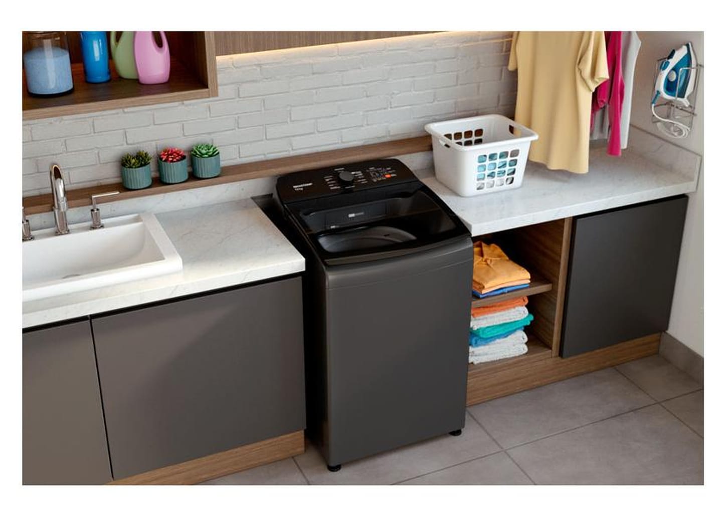 Lavadora de Roupas Brastemp 13kg Cesto Inox 12 Programas de Lavagem Platinum BWK13