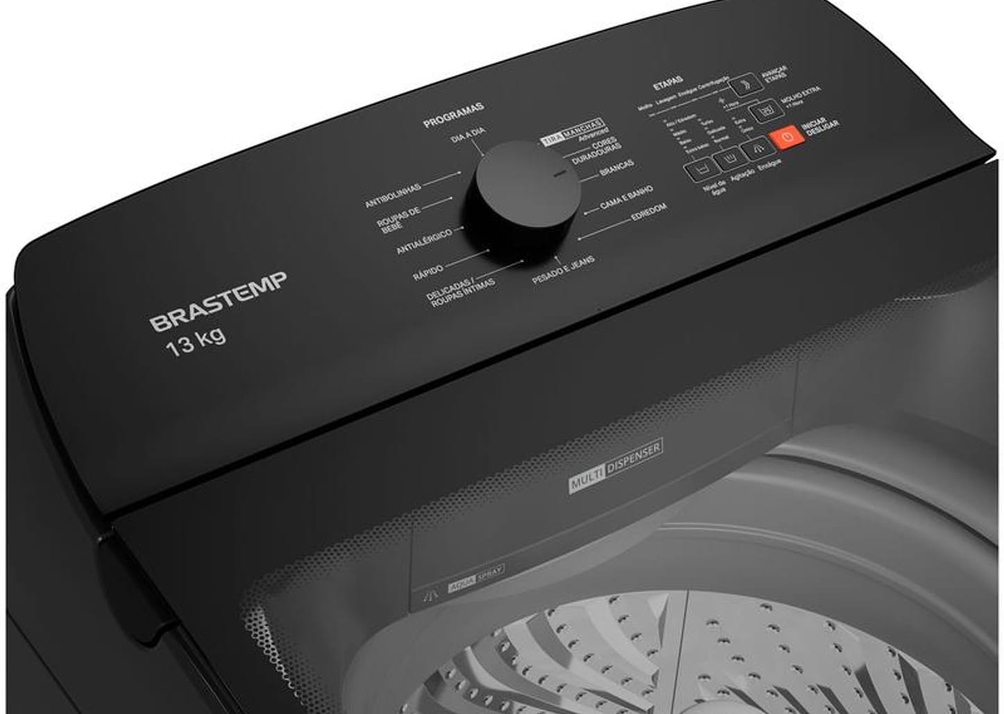 Lavadora de Roupas Brastemp 13kg Cesto Inox 12 Programas de Lavagem Platinum BWK13
