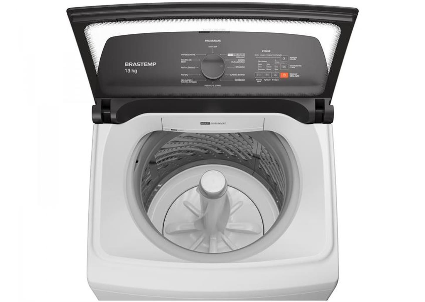Lavadora de Roupas Brastemp 13kg Cesto Inox 12 Programas de Lavagem Branca BWK13