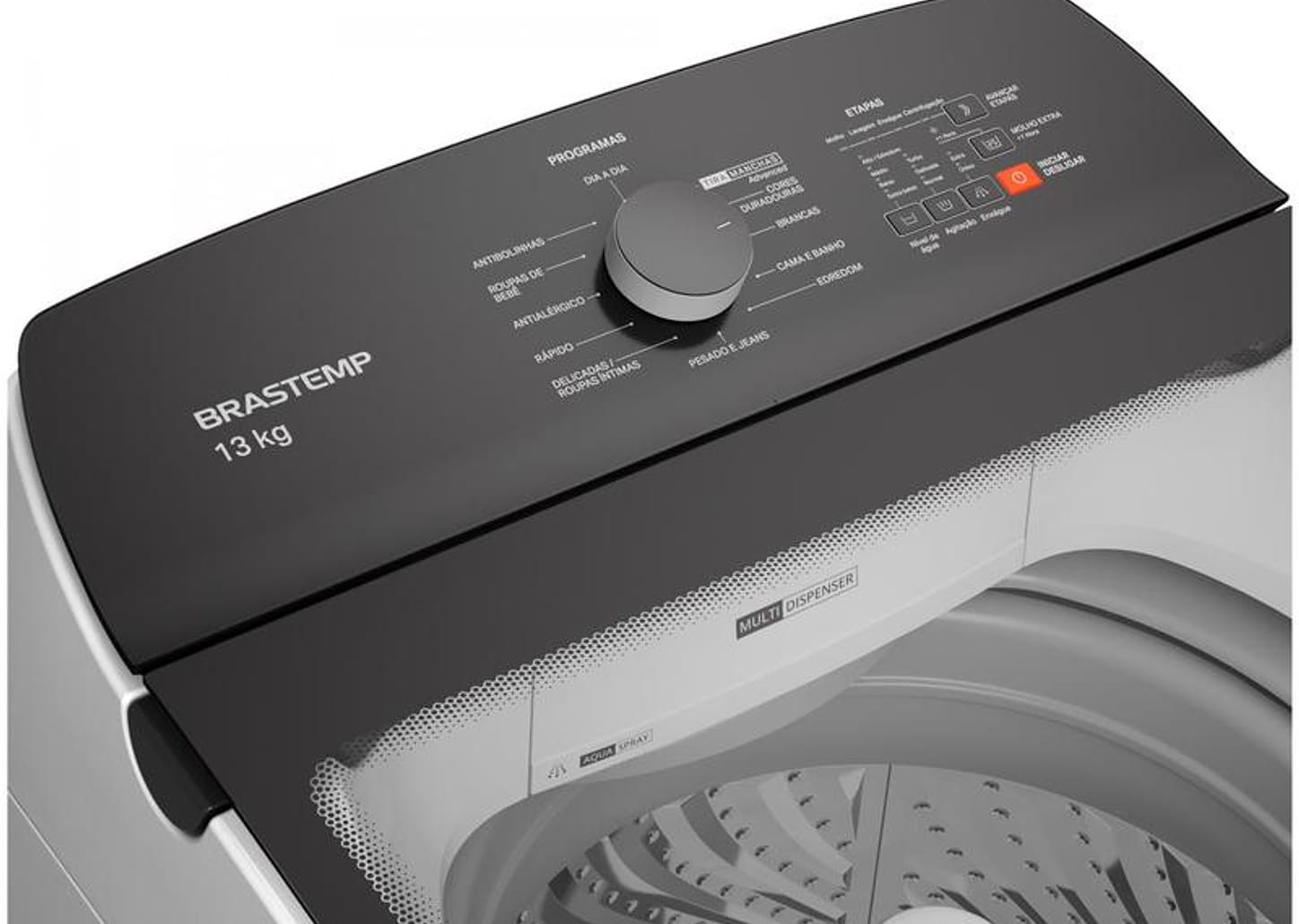 Lavadora de Roupas Brastemp 13kg Cesto Inox 12 Programas de Lavagem Branca BWK13