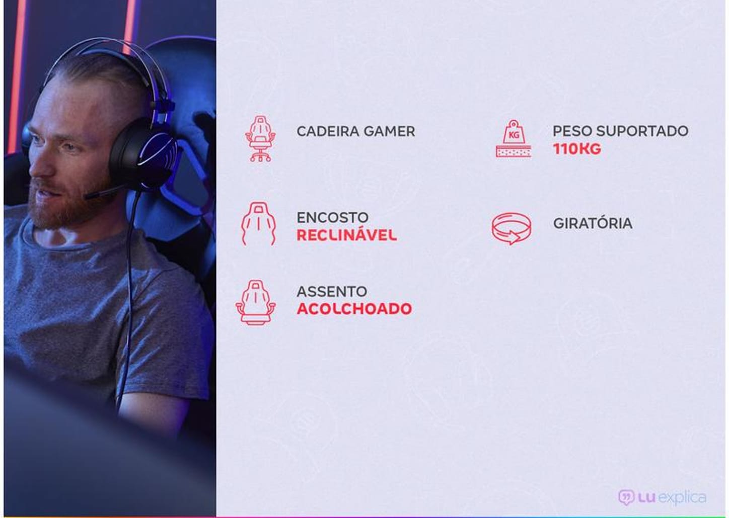 Cadeira Gamer XT Racer Reclinável - Preta e Vermelha Force Series XTF100