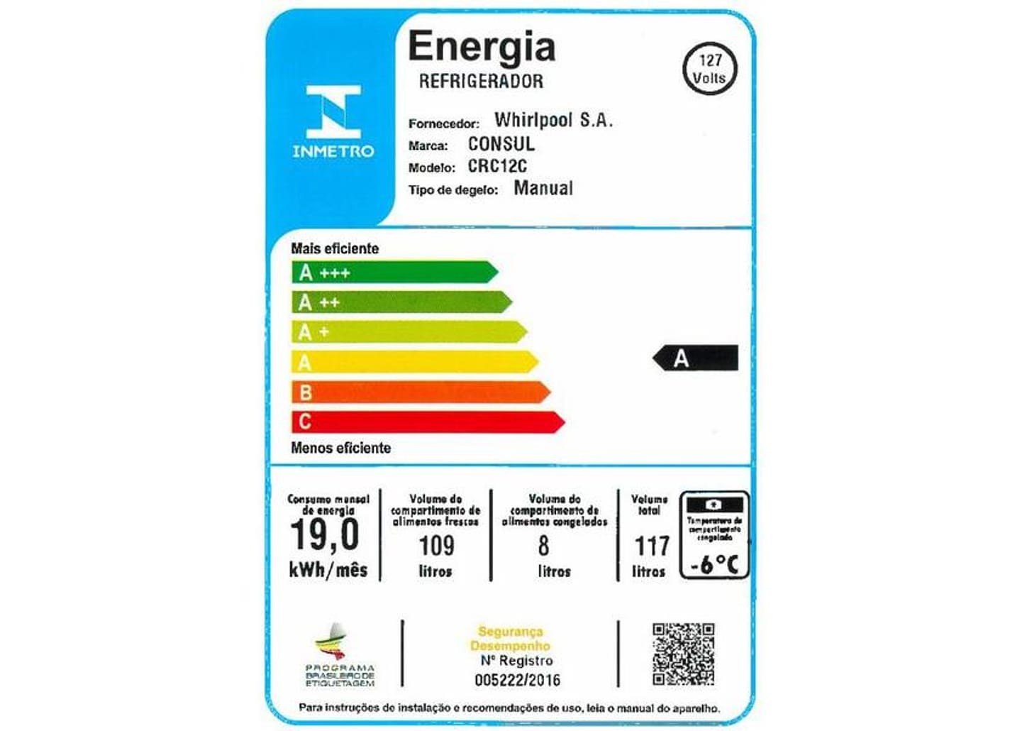 Frigobar Consul 117L Branco com Gaveta CRC12