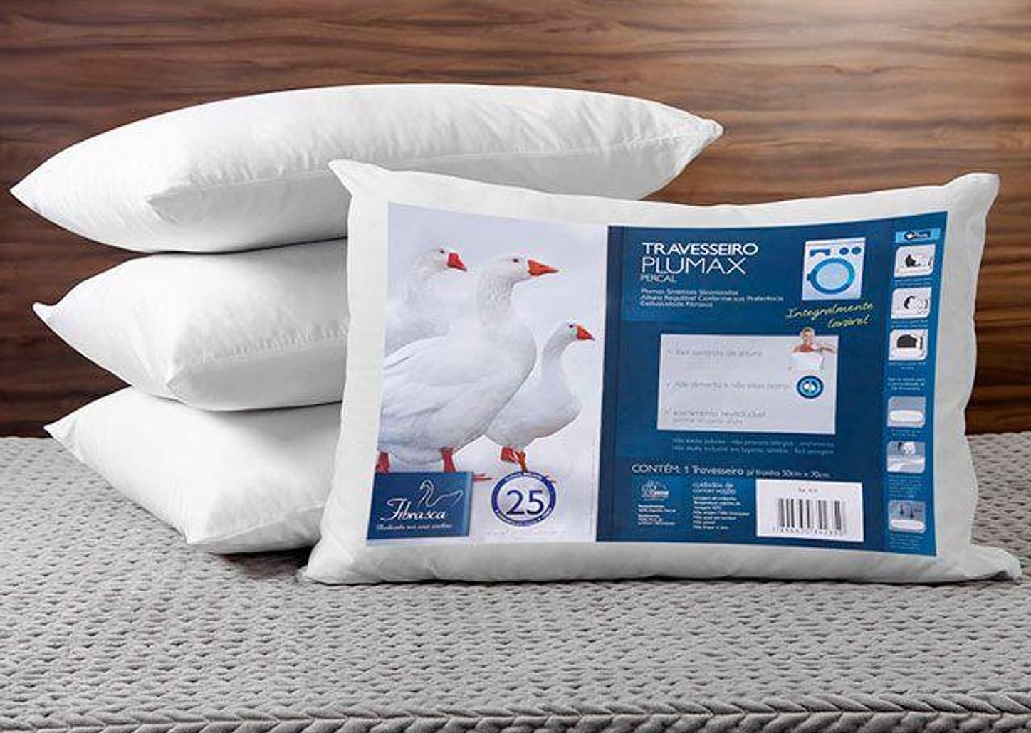 Travesseiro de Plumas Sintéticas - Fibrasca 50x70cm