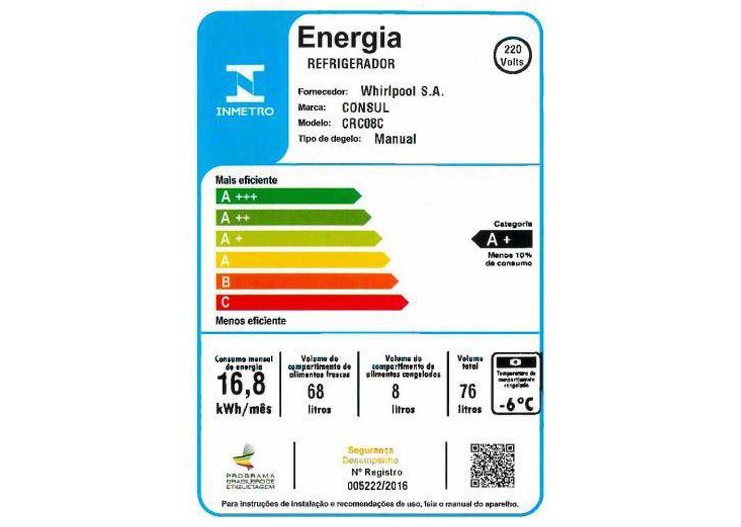 Frigobar Consul 76L Branco com Gaveta CRC08