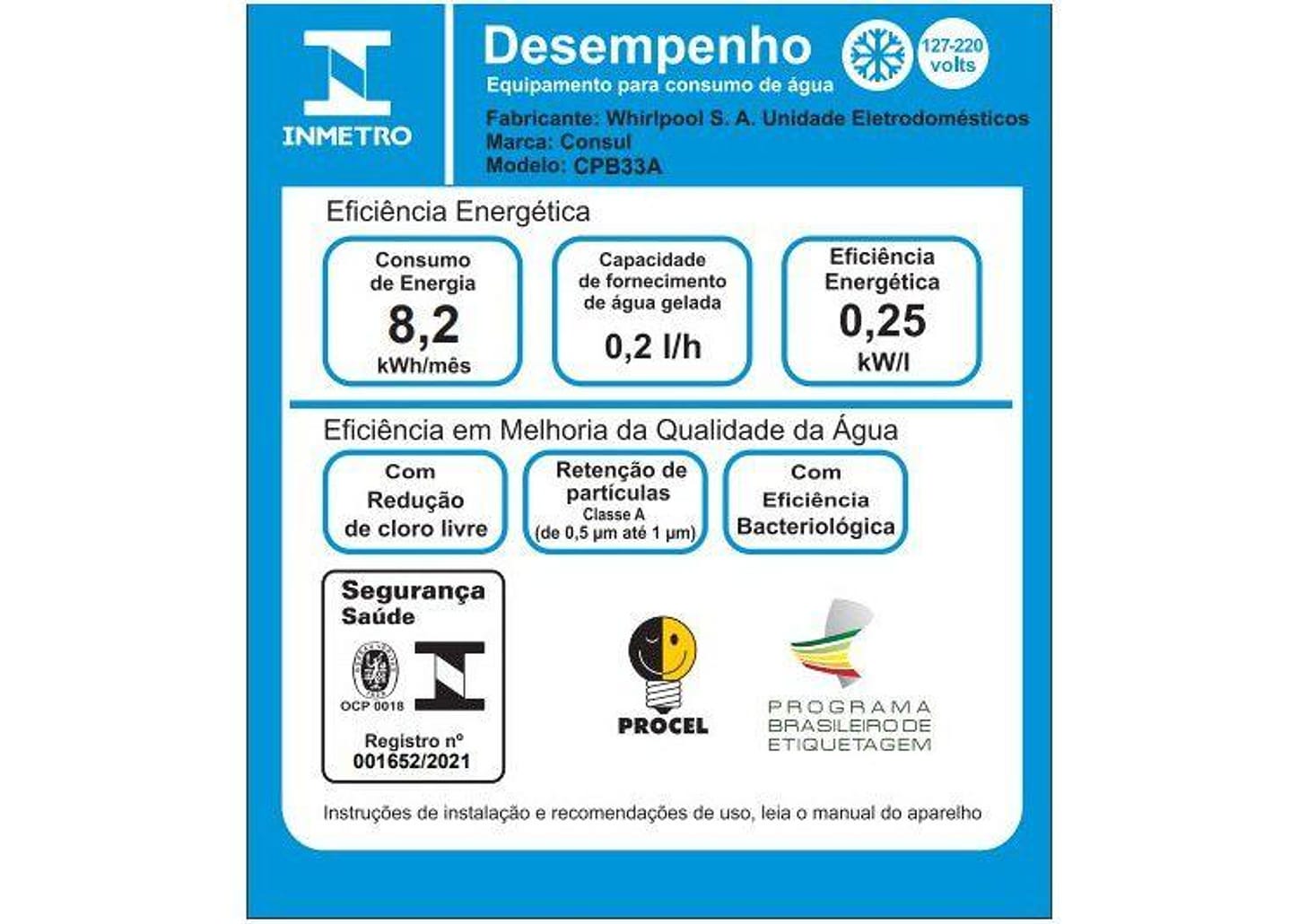 Purificador de Água Consul de Mesa e Parede Branco - CPB33AB Água Gelada e Natural