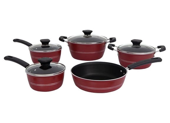 Jogo de Panelas Tramontina Antiaderente de Alumínio Vermelho Queimado 5 Peças Sicília