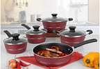 Jogo de Panelas Tramontina Antiaderente de Alumínio Vermelho Queimado 5 Peças Sicília
