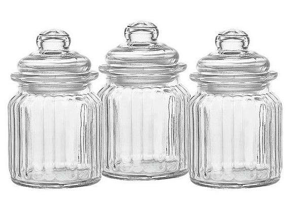 Jogo de Potes de Vidro Hauskraft Redondo 300ml 009 3 Peças