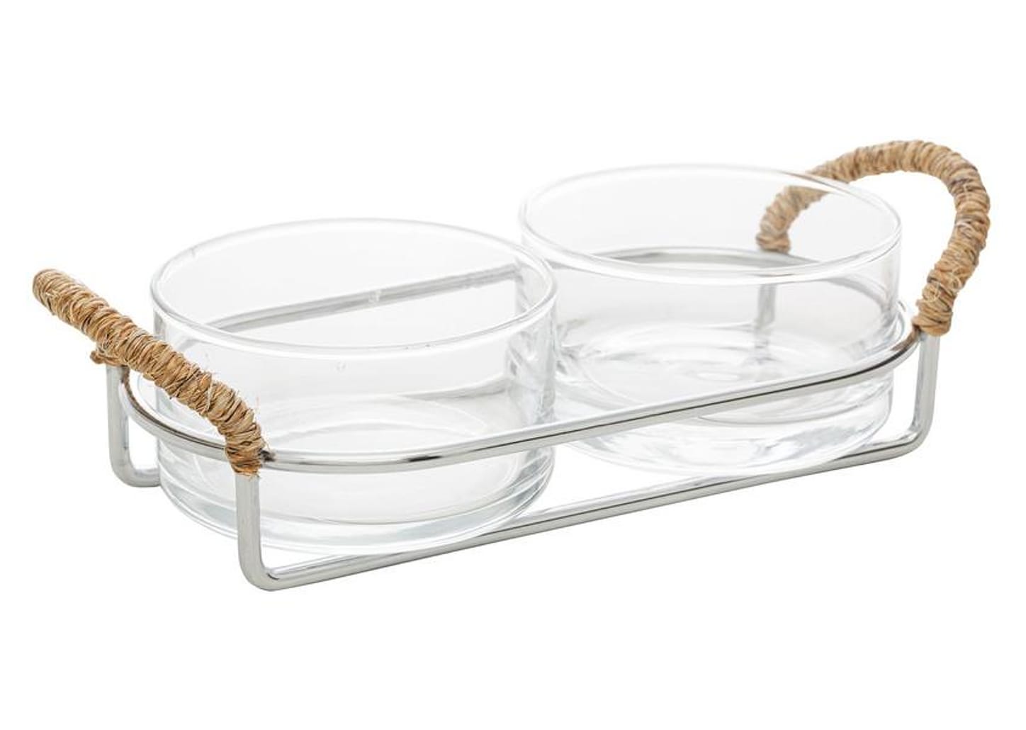 Petisqueira Oval com Suporte 3 Peças Wolff Nature