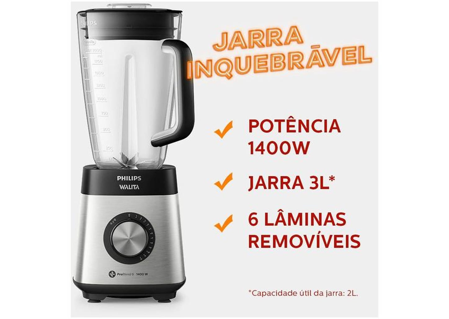 Liquidificador Philips Walita Serie 5000 RI2244/91 - Preto Inox 12 Velocidades 1400W