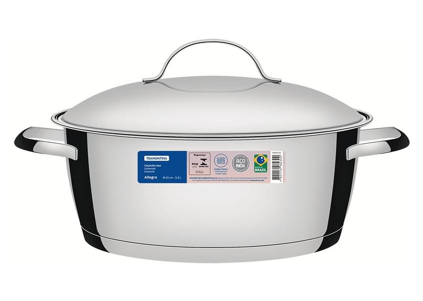 Caçarola Tramontina Inox Fundo Triplo 22cm 3,3L Allegra 62653221