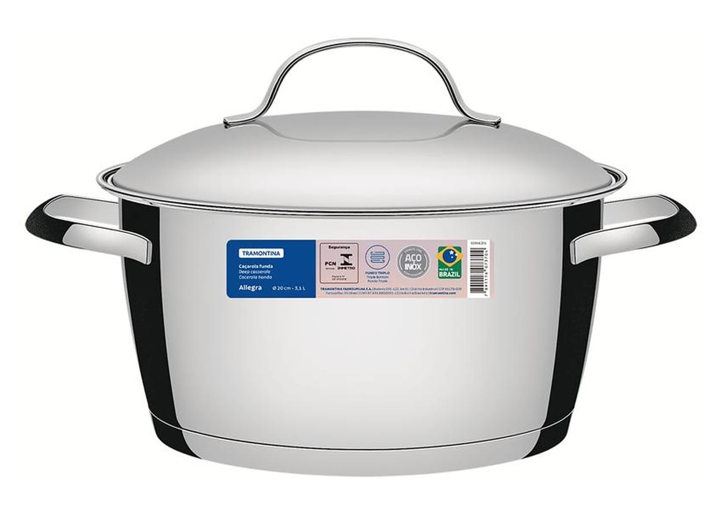 Caçarola Tramontina Inox Fundo Triplo 20cm 3,1L Allegra 62654201