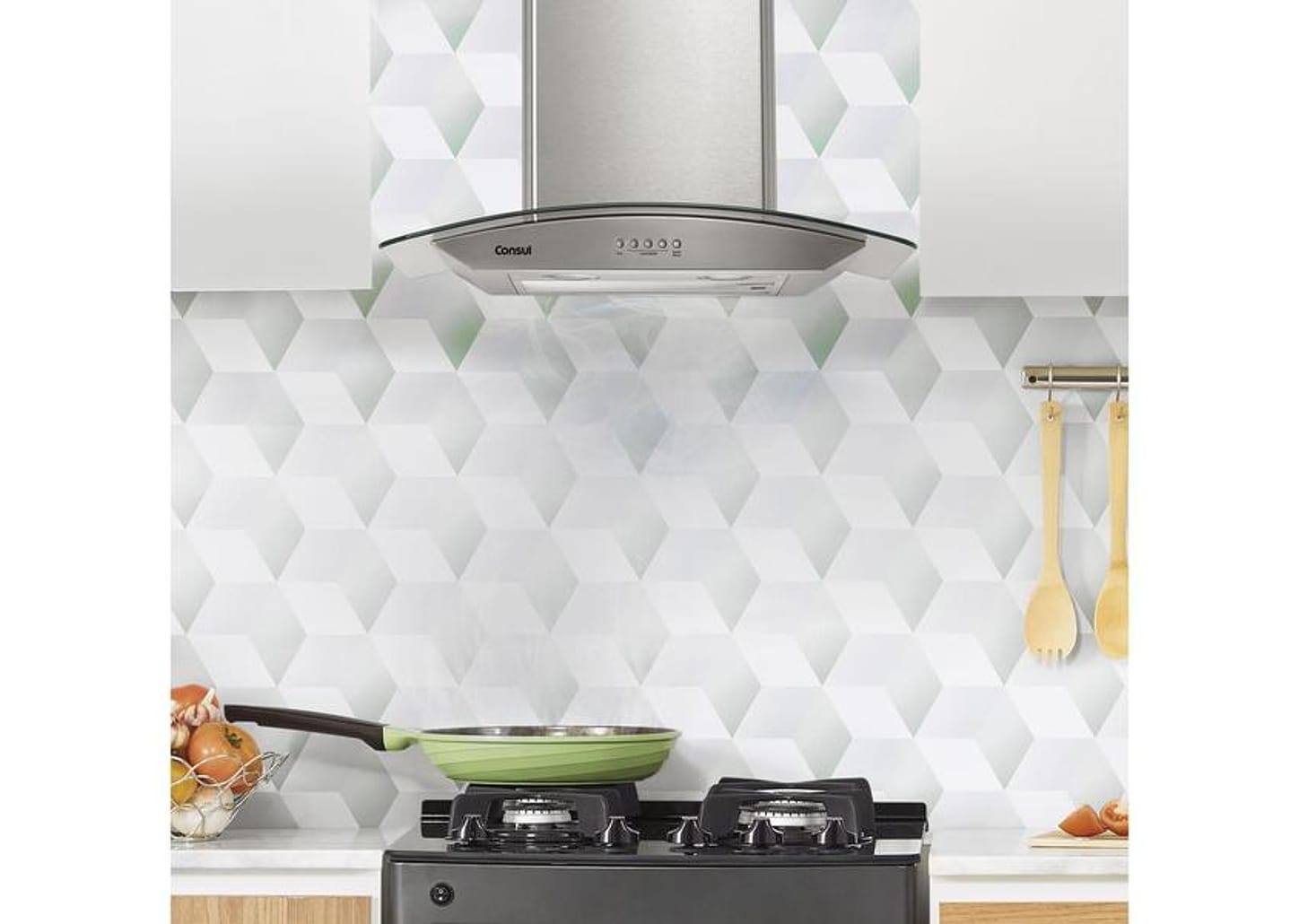 Coifa de Parede Consul 60cm Inox 4 Bocas - Vidro Curvo CAP60AR