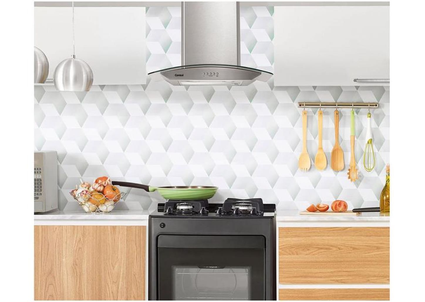 Coifa de Parede Consul 60cm Inox 4 Bocas - Vidro Curvo CAP60AR