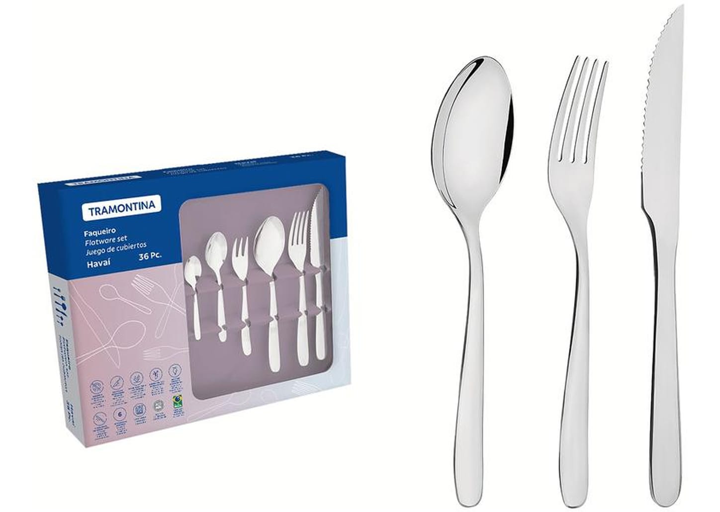 Faqueiro Tramontina Inox 36 Peças Havaí