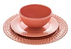 Aparelho de Jantar 12 Peças Scalla Cerâmica Rosa Redondo Escama