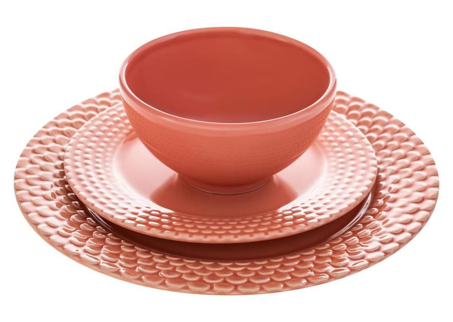 Aparelho de Jantar 12 Peças Scalla Cerâmica Rosa Redondo Escama