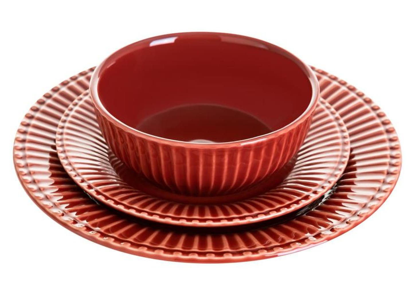 Aparelho de Jantar 12 Peças Scalla Cerâmica Terra Redondo Frisada