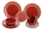 Aparelho de Jantar 12 Peças Scalla Cerâmica Terra Redondo Frisada