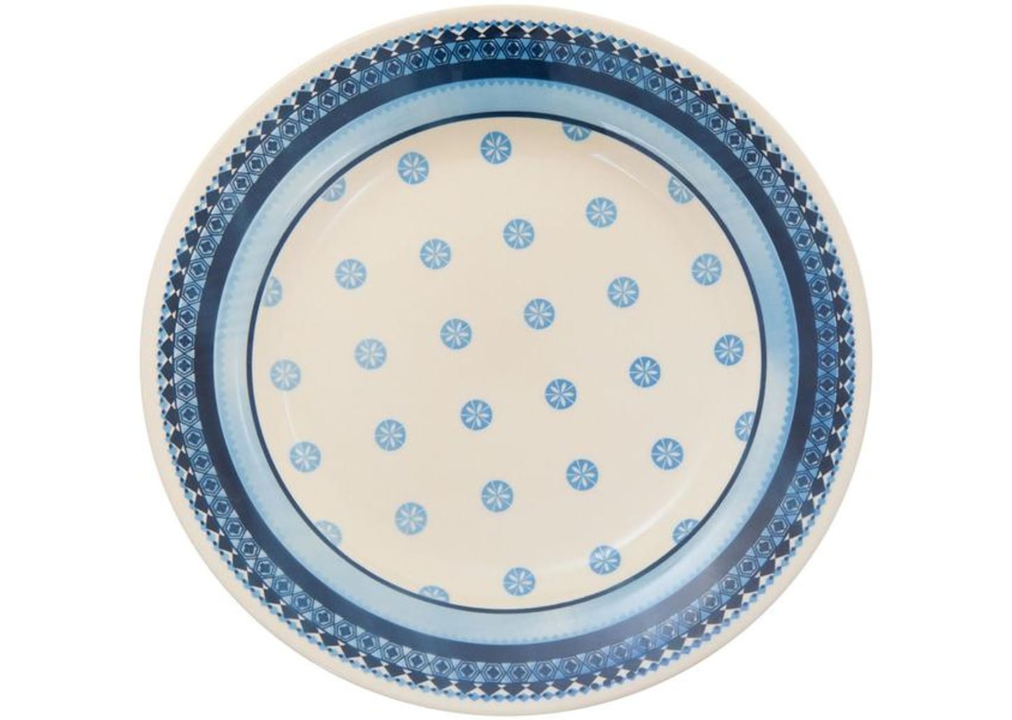 Aparelho de Jantar Chá 20 Peças Biona Cerâmica - Redondo Branco e Azul Donna