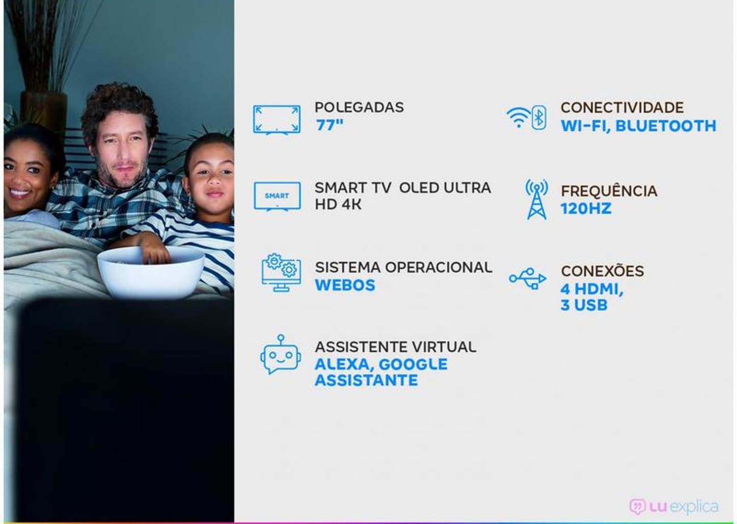 Smart TV Ultra HD 4K OLED IPS 77” LG OLED77CXPSA - Wi-Fi Bluetooth Inteligência Artificial 4 HDMI